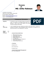 CV of Arifur Rahman
