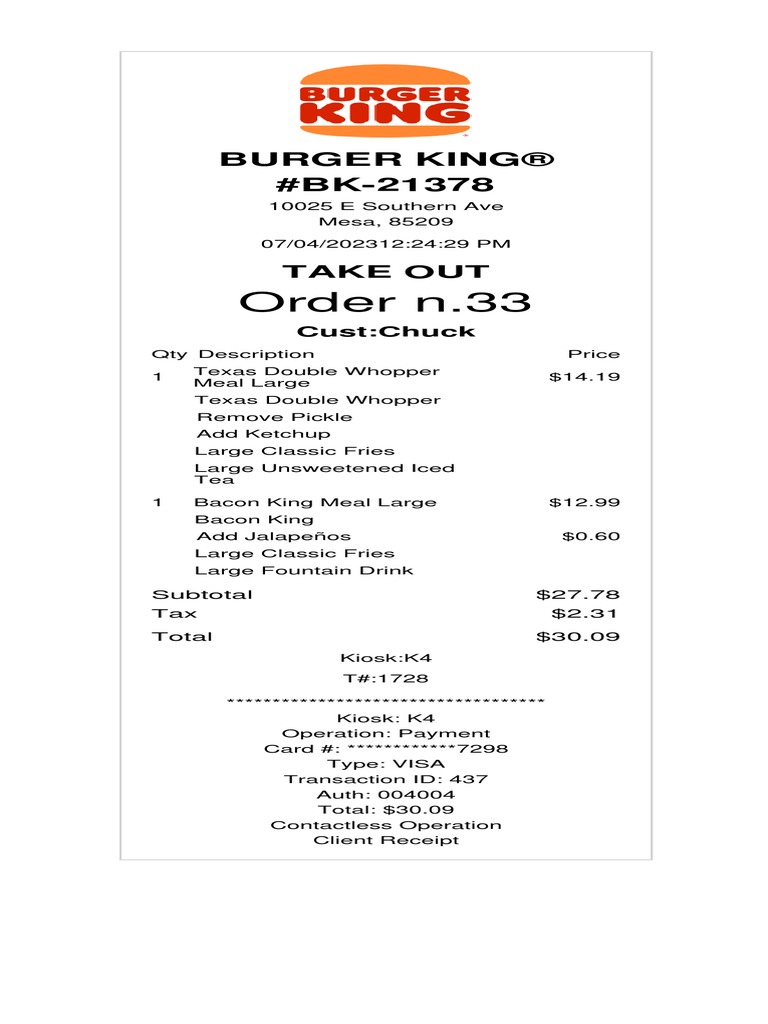 Burger+king Ticket N 33 112431 PDF