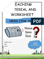 News Item of Teaching Material and Worksheet