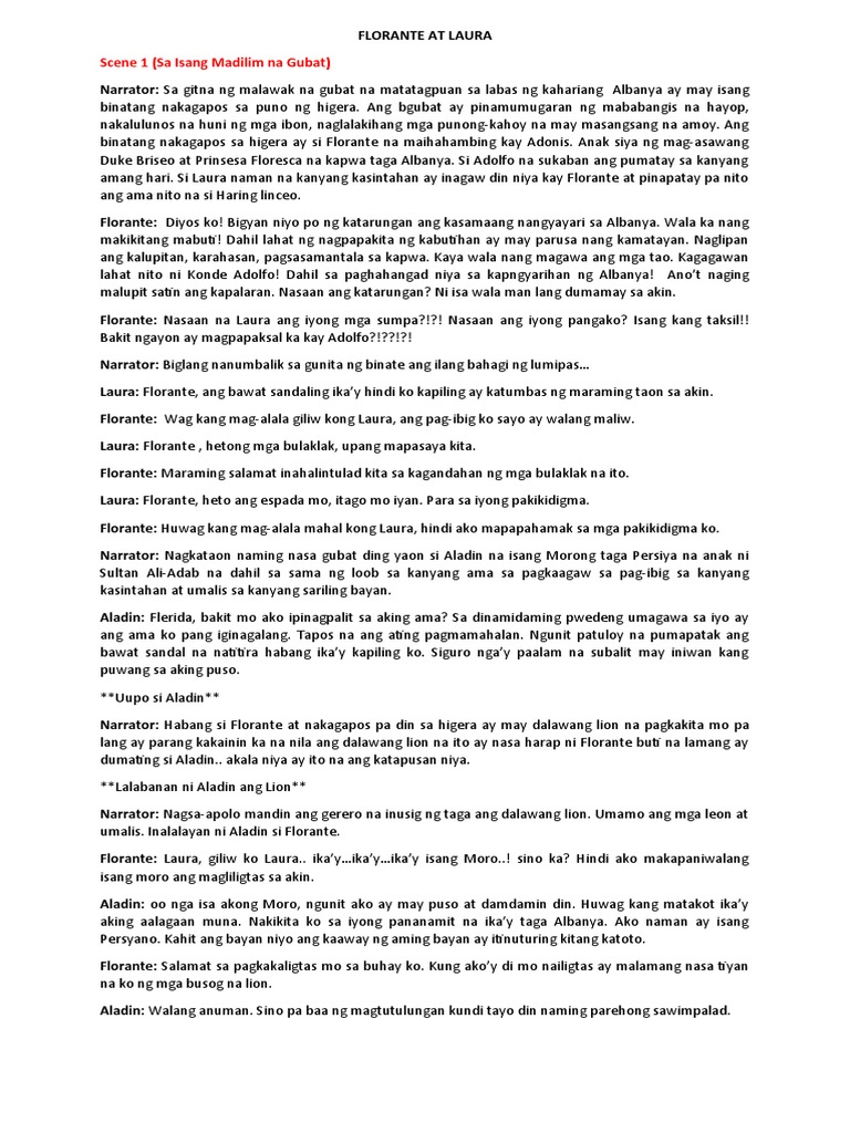 FLORANTE AT LAURA Script | PDF