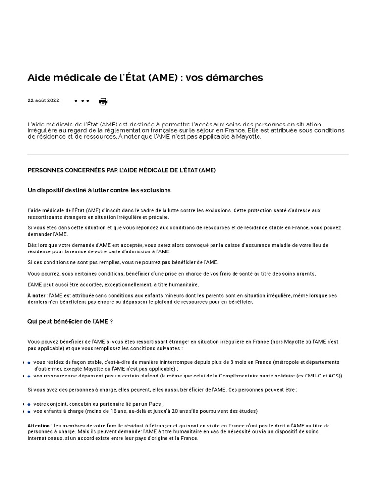 En Situation Irrégulière (AME) Vos Droits Et Démarches Ameli FR
