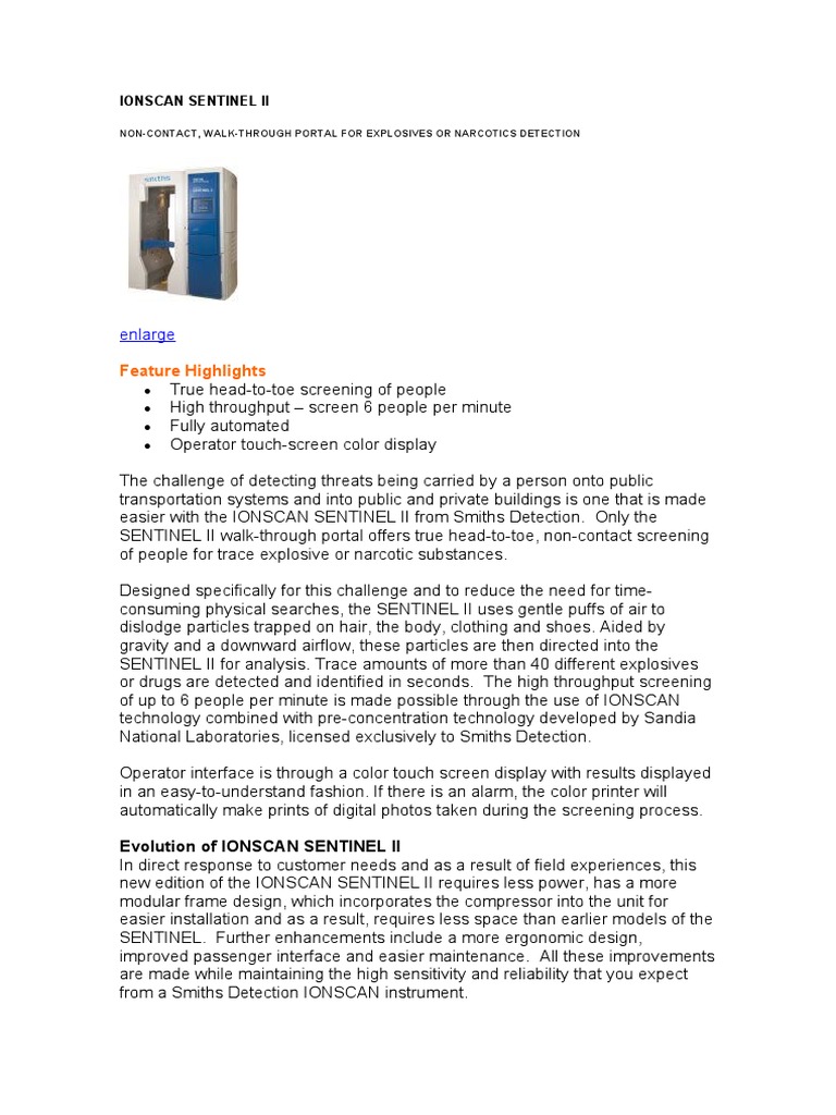 Ionscan Sentinel Ii | PDF