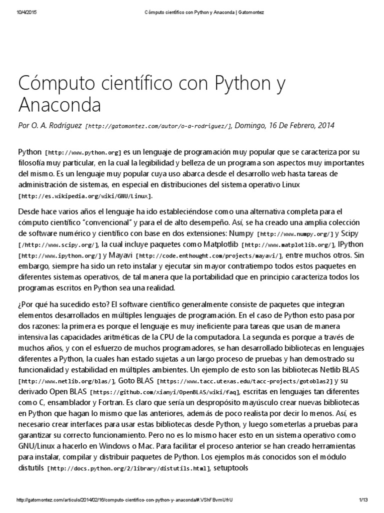 Cómputo Científico Con Python y Anaconda - Gatomontez | PDF ...
