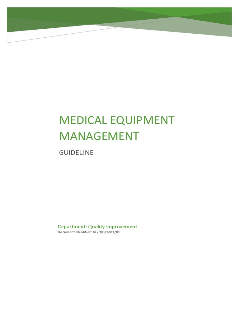 Medical Equipment Management Guide | PDF