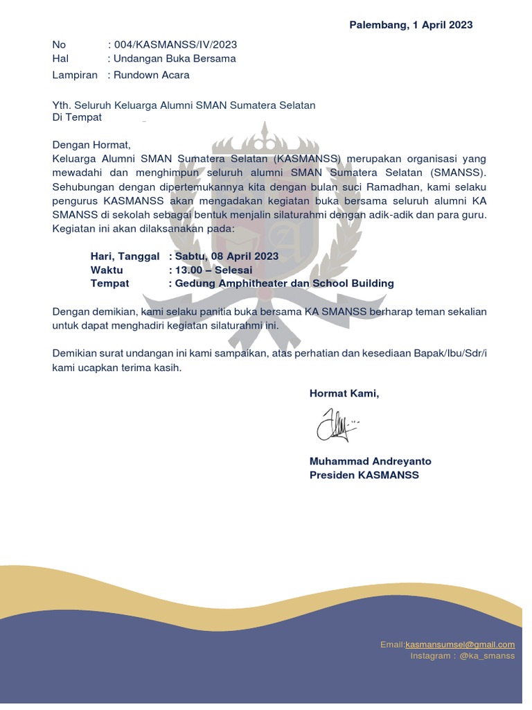 Surat Undangan Buka Bersama Alumni | PDF