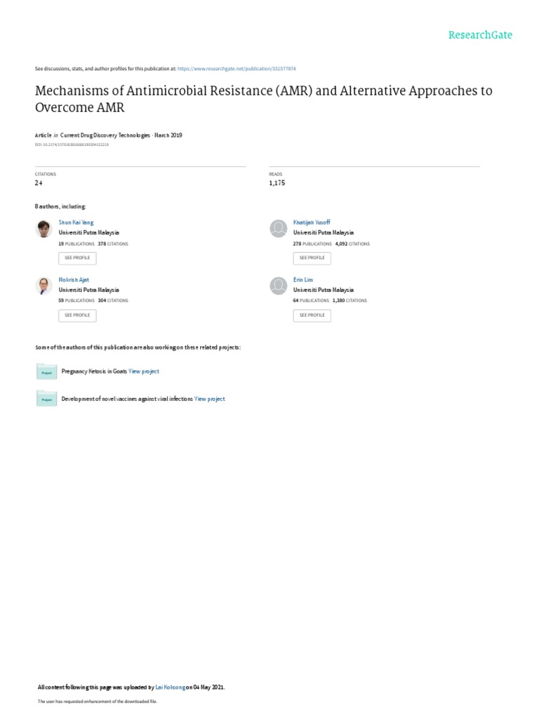 2019 Mechanismsof Antimicrobial Resistance AMR | PDF