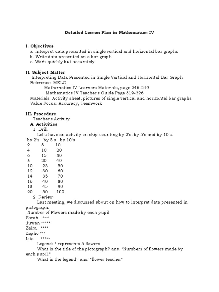 Detailed Lesson Plan in Mathematics IV | Download Free PDF | Chart ...