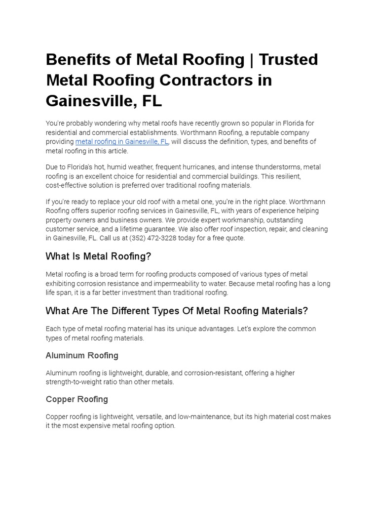 Benefits of Metal Roofing Trusted Metal Roofing Contractors in