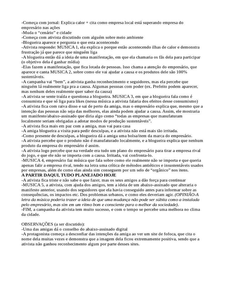 Plano Roteiro Musical | PDF