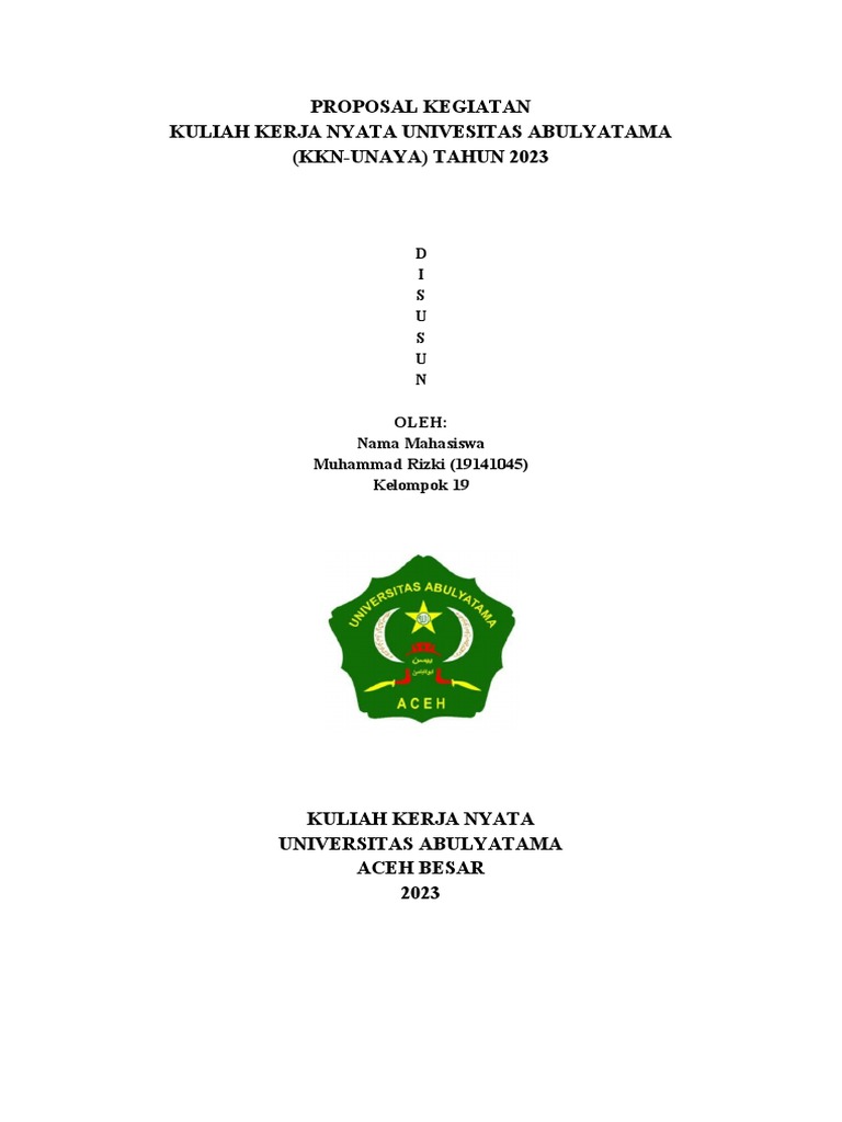 Proposal Kegiatan KKN 2023 UNAYA | PDF
