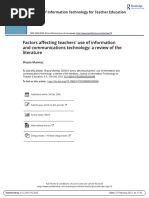 Factors Affecting Teachers Use of Information and Communications Technology A Review of The Literature