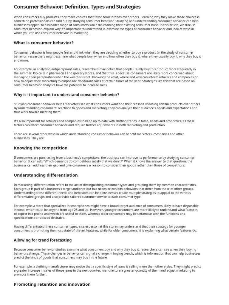 Consumer Behavior | PDF | Consumer Behaviour | Behavior