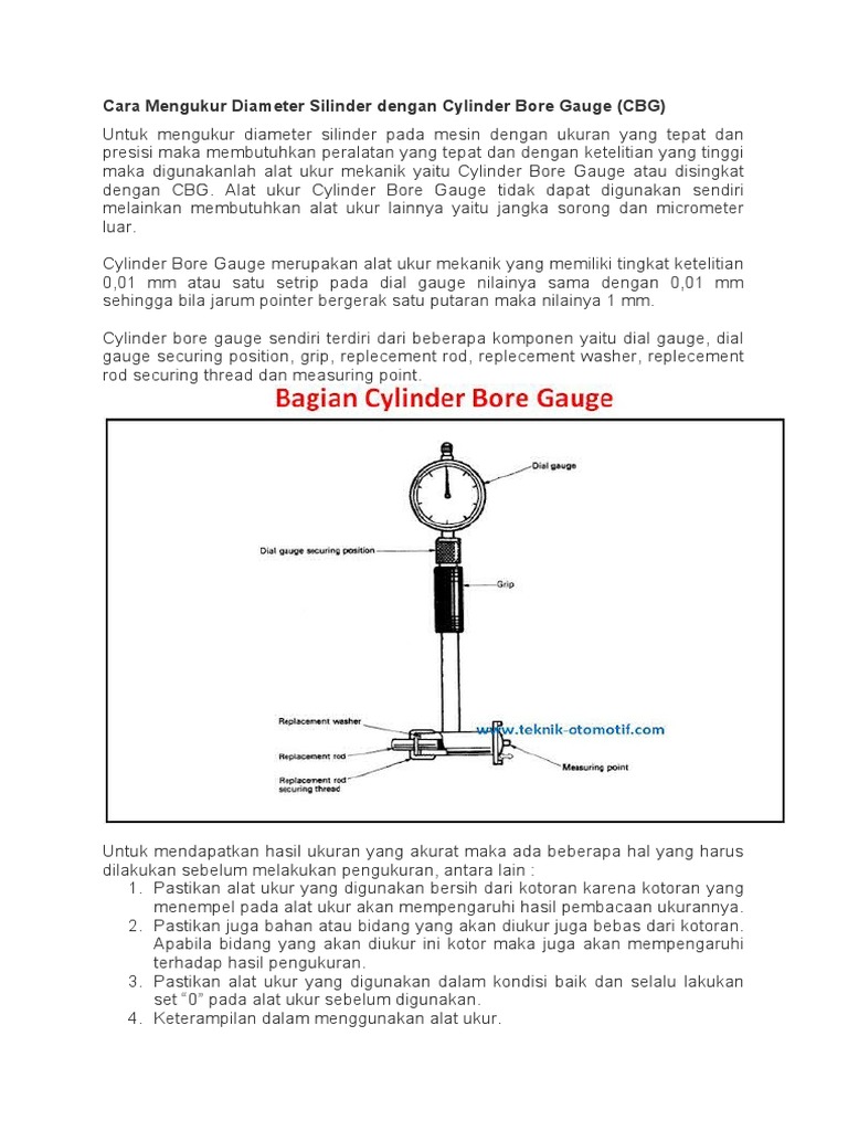 Cara Mengukur Diameter Silinder Dengan Cylinder Bore Gauge PDF