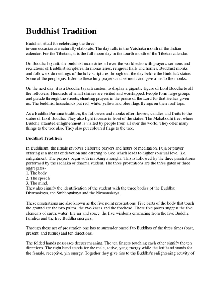 Buddha Jayanti Rituals and Traditions | PDF | Prayer | Gautama Buddha