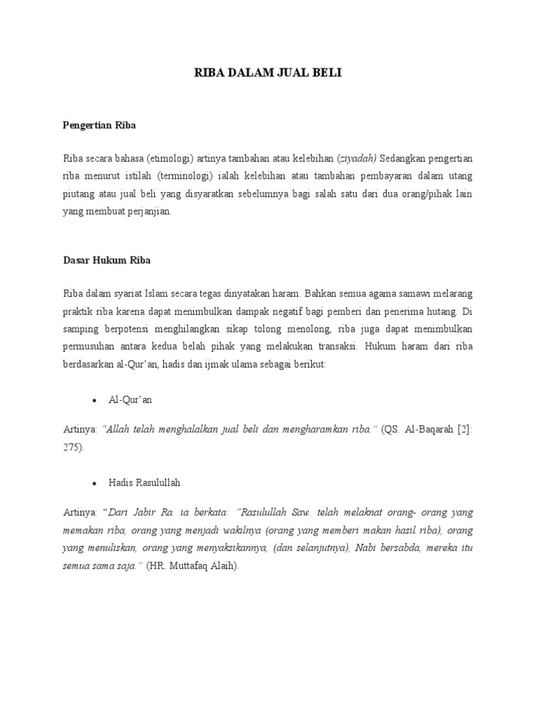 Riba Dalam Jual Beli PDF