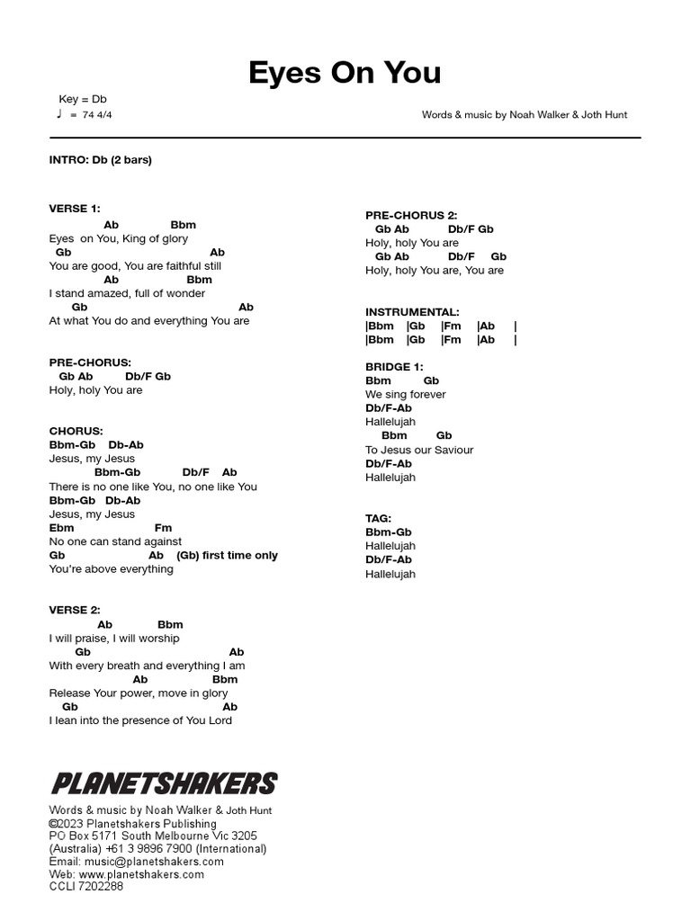 The Greatest Chords PDF (Planetshakers) - PraiseCharts