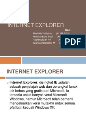 baris judul alamat internet yang terbuka dan selalu diikuti nama program internet explorer adalah