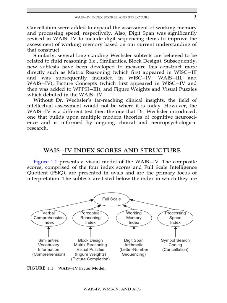 WAIS-IV Index Scores and Subtests Overview | PDF | Wechsler Adult ...
