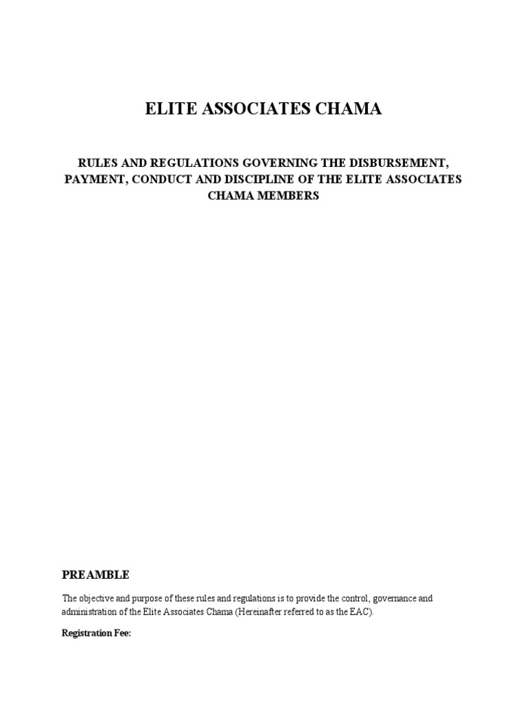 Elite Associates Chama Rules & Regulations | PDF