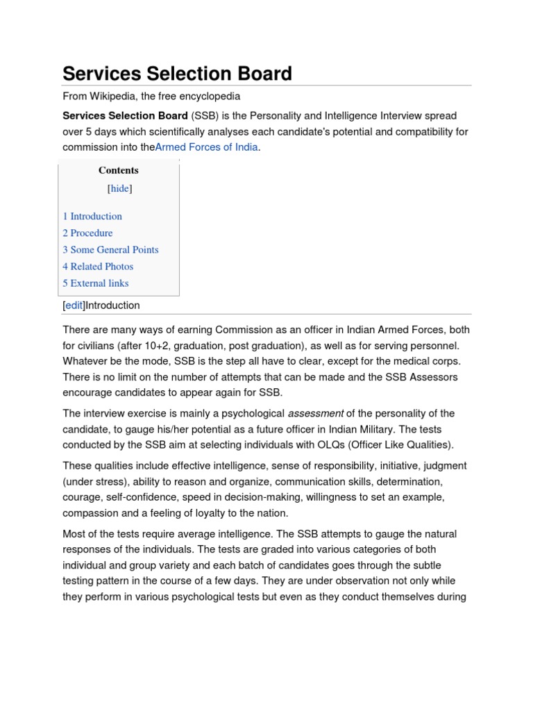Understanding the SSB Selection Process | PDF | Psychology ...