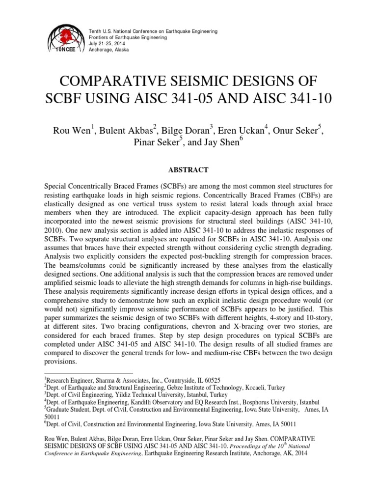 SCBF Design: AISC 341-05 vs 341-10 | PDF | Strength Of Materials | Buckling