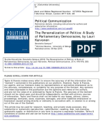 Political Communication: To Cite This Article: Donatella Campus (2010) The Personalization of Politics: A Study of