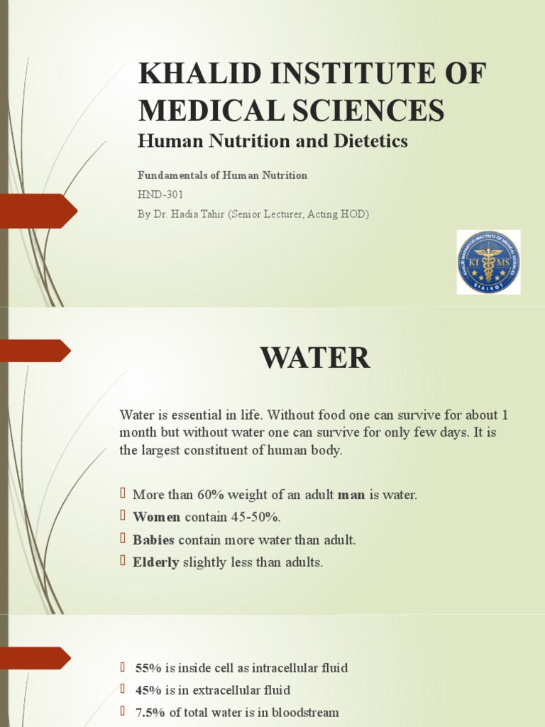 Essential Role of Water in Nutrition | PDF