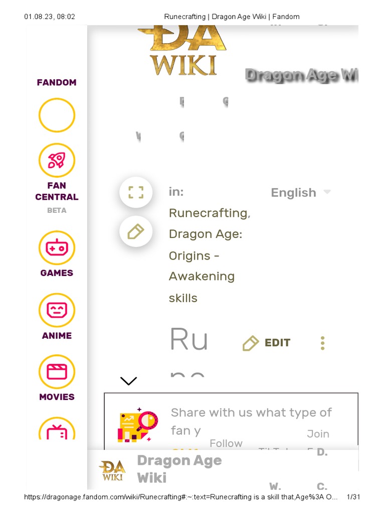 Runecrafting - Dragon Age Wiki - Fandom, PDF