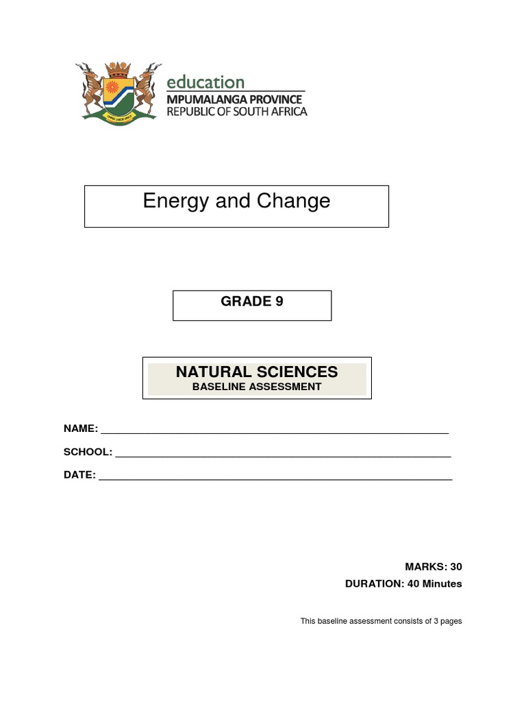 Grade 9 Term 3 Baseline Assessment | PDF
