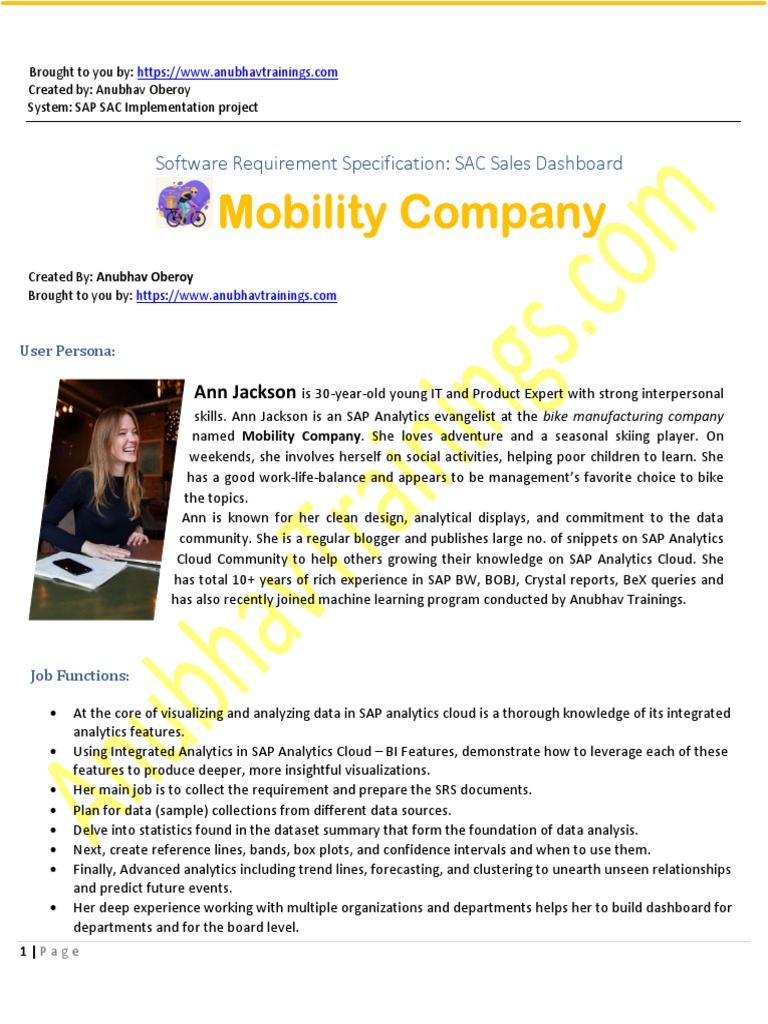 SAC Requirement Mobility Company PDF Analytics Data Analysis
