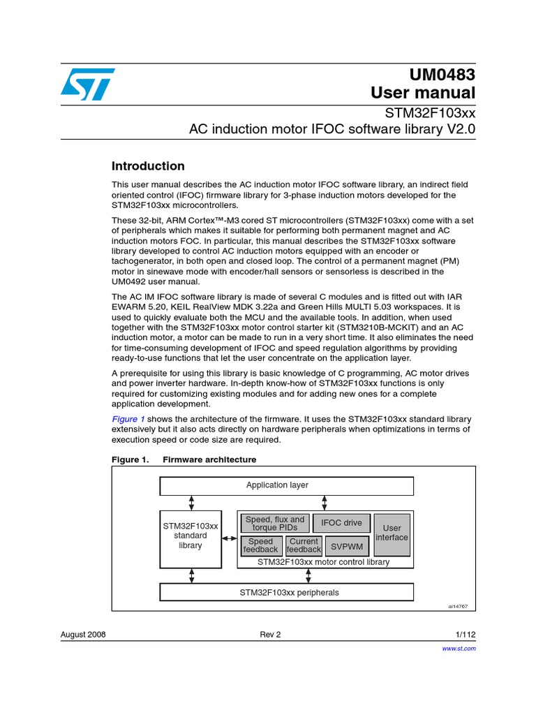 Stm32f103xx acim ifoc software library um pdf