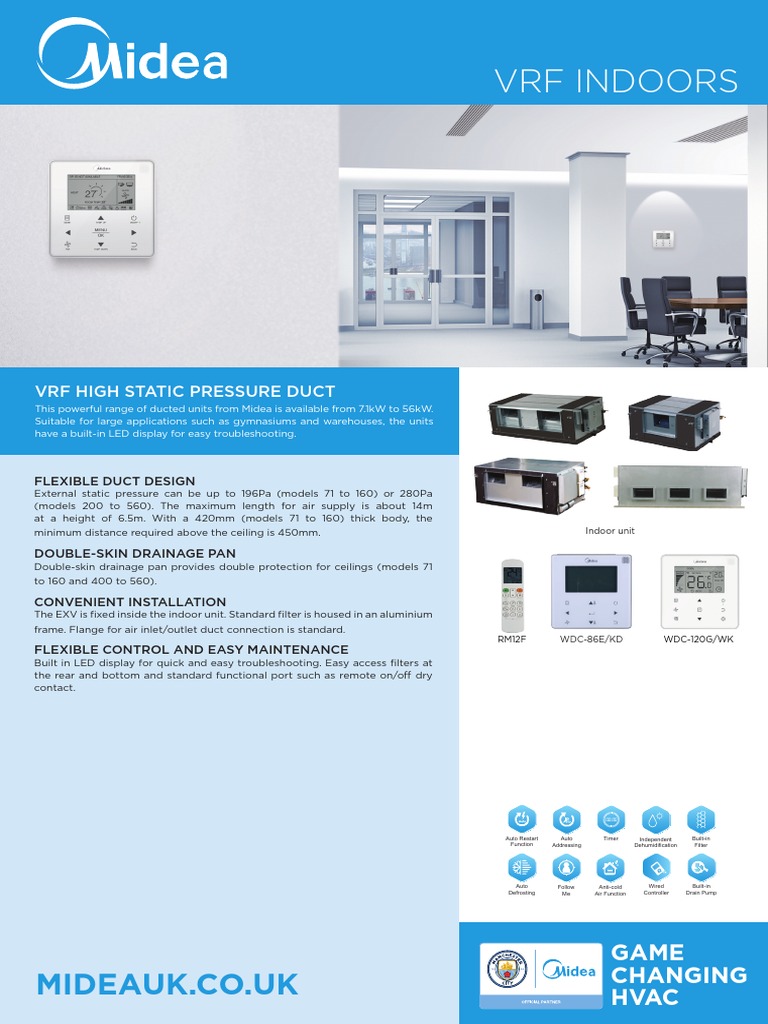 Midea VRF High Static Pressure Duct | PDF | Duct (Flow) | Pipe (Fluid ...