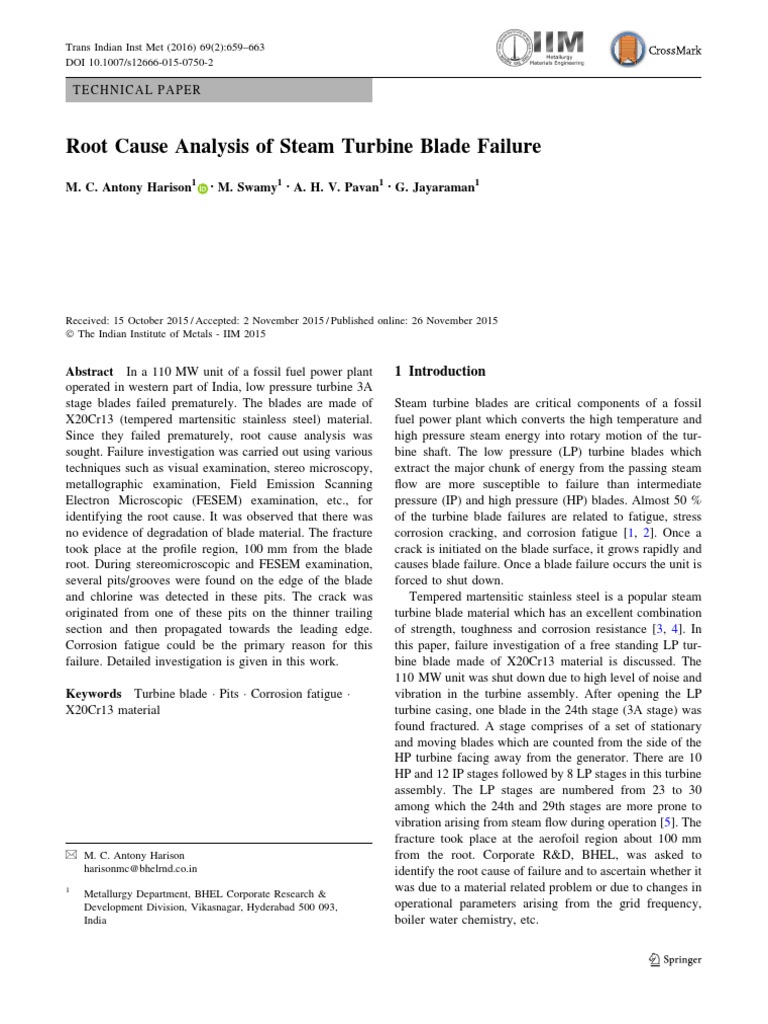 Steam Turbine Blade Failure Analysis | PDF