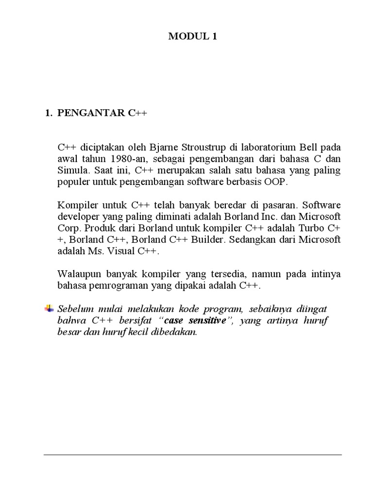 Pengenalan Dasar Pemrograman C++ | PDF