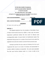 Ladislaus Mutashubirwa Vs Edna Josephat Ruganisa (PC Civil Appeal 144 of 2020) 2021 TZHC 3779 (28 May 2021)