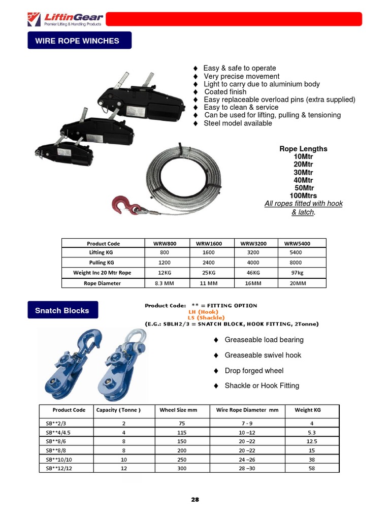 Wire Rope Winches & Snatch Blocks Guide | PDF