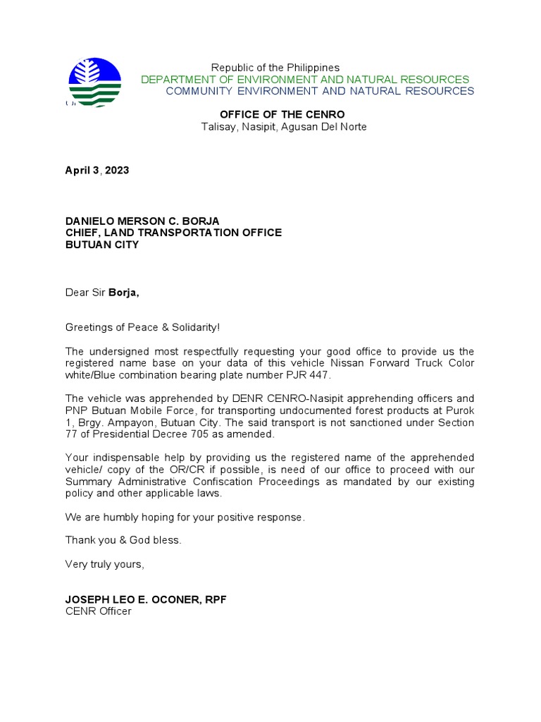 Request for Vehicle Registration Data | PDF