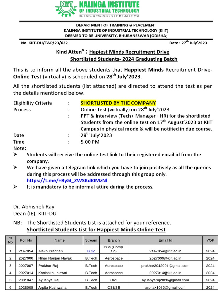 Happiest Minds Recruitment Drive 2023 | PDF
