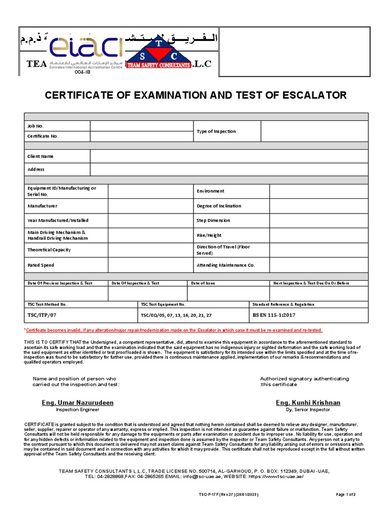 Escalator PDF Escalator Legal Liability