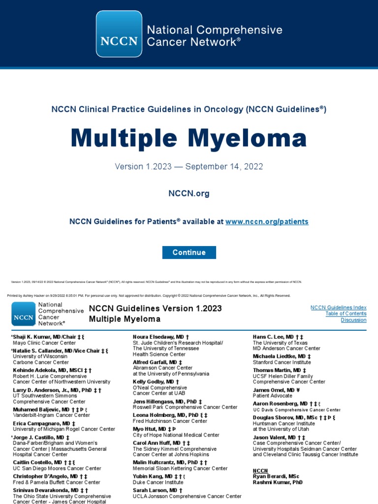 MYEL NCCN Guidelines | PDF | Multiple Myeloma | Ct Scan