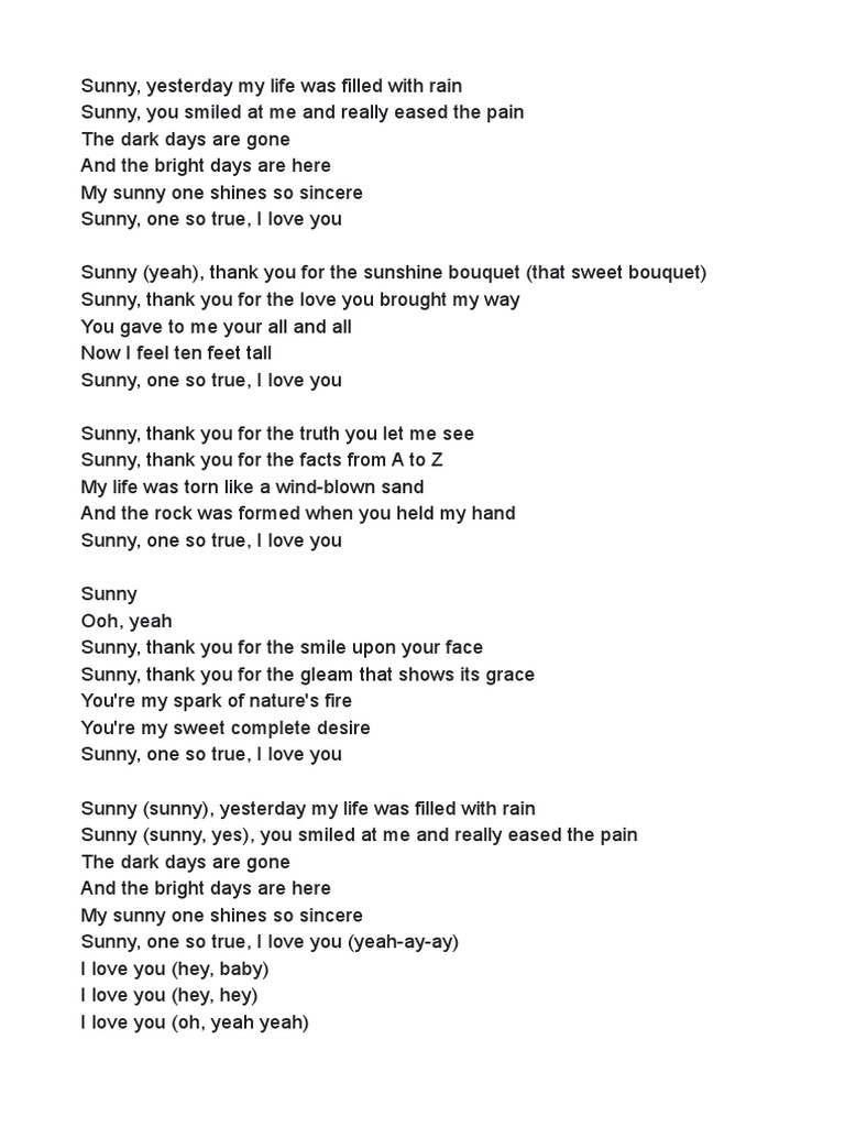 Sunny Lyrics and Meaning | PDF