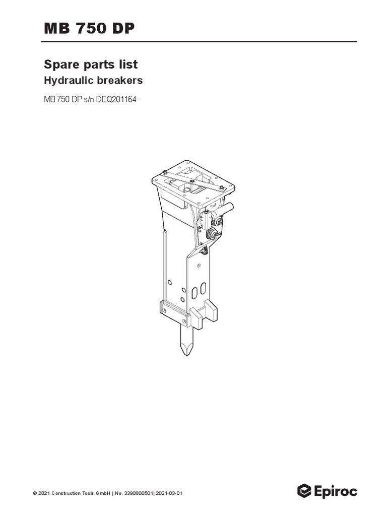 MB 750 DP Hydraulic Breaker Parts List | PDF