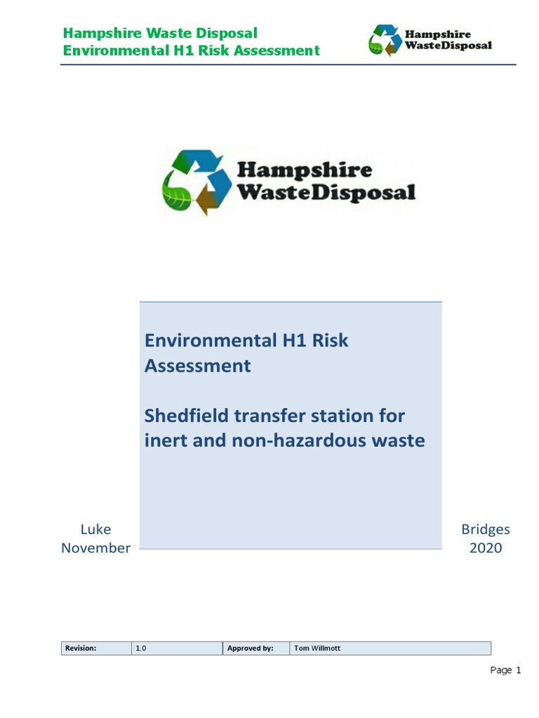 Environmental H1 Risk Assessment | Download Free PDF | Waste | Dust