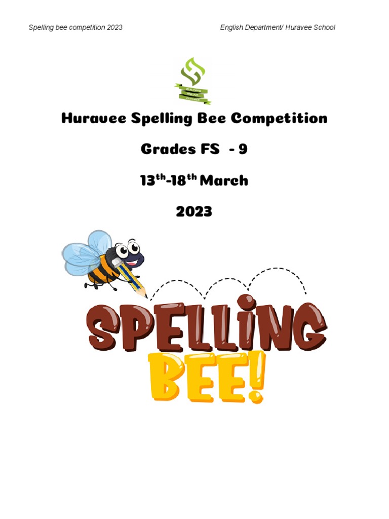 Spelling Bee Competition Guidelines Second Sem 2023 PDF Lexicology