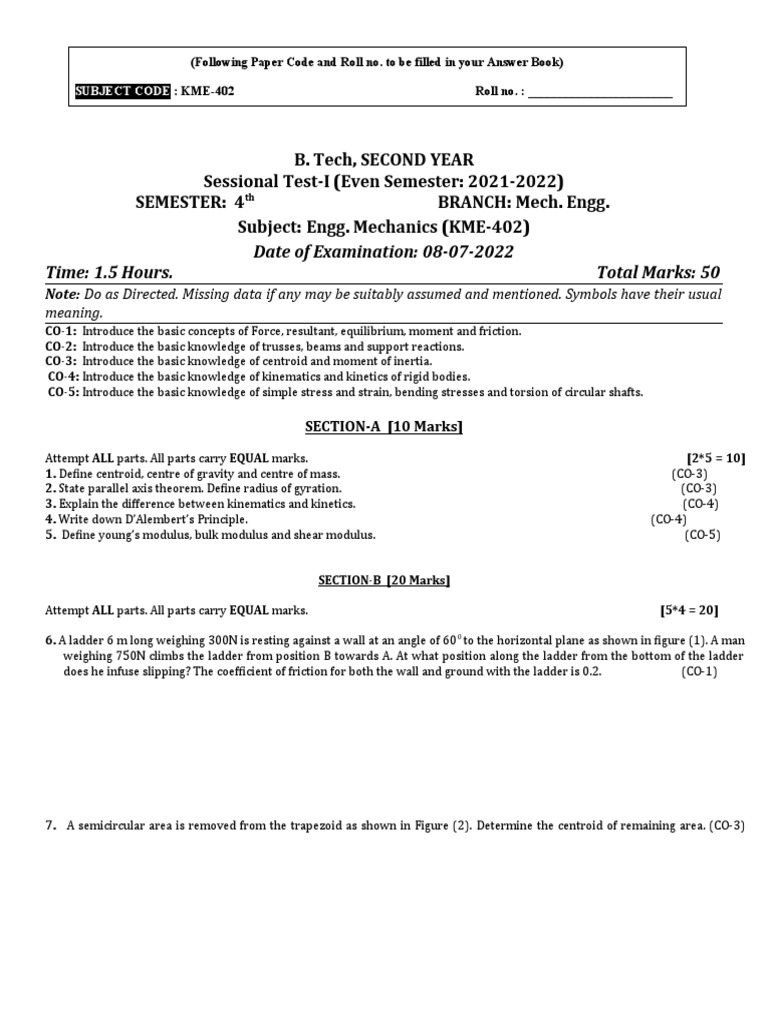 Mechanics ST-2 | PDF | Physical Sciences | Geometry