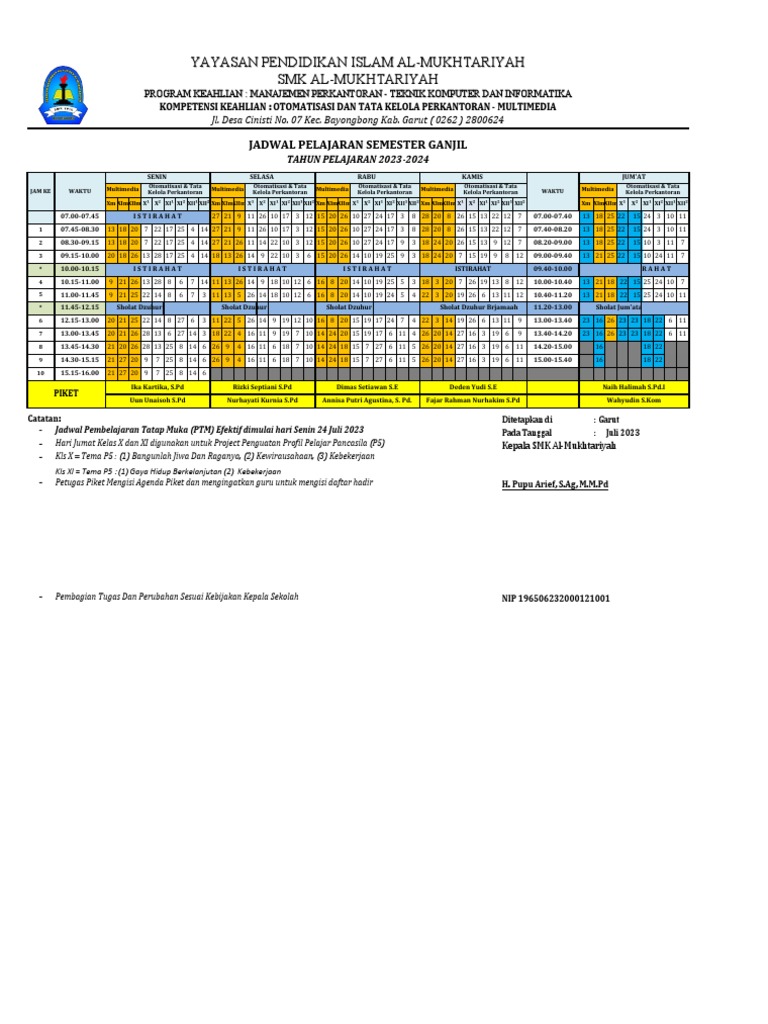 A4 Jadwal Tahun Ajaran 2023-2024 | PDF