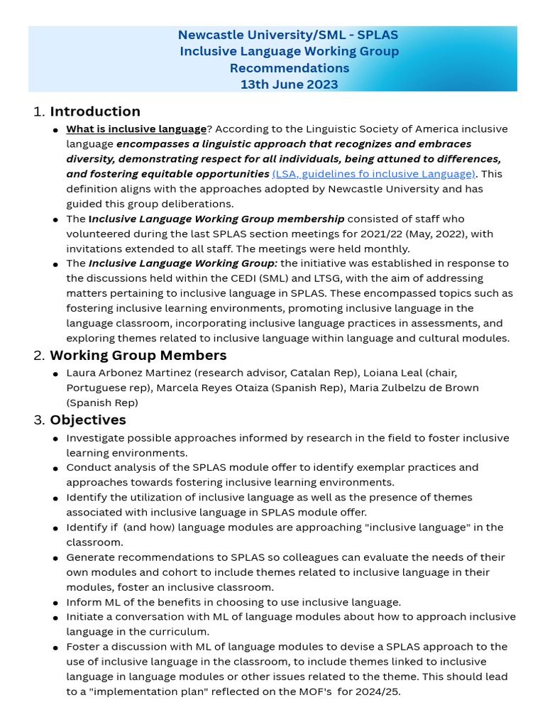 Inclusive Language Recommendations for SPLAS | PDF | Inclusion ...