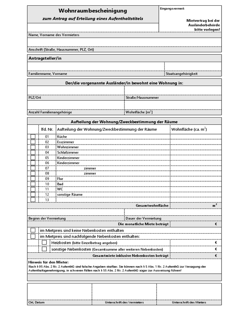 Wohnraumbescheinigung PDF