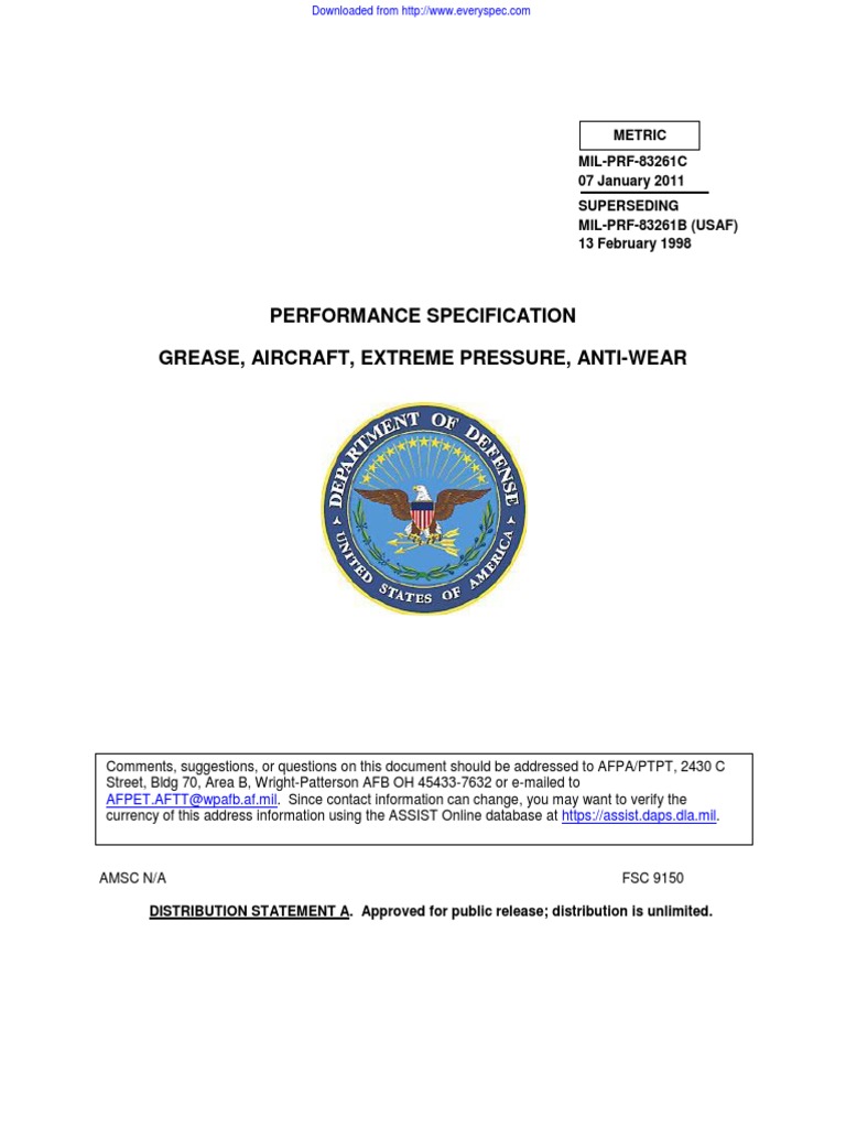 Mil PRF 83261C PDF Shelf Life Specification (Technical Standard)