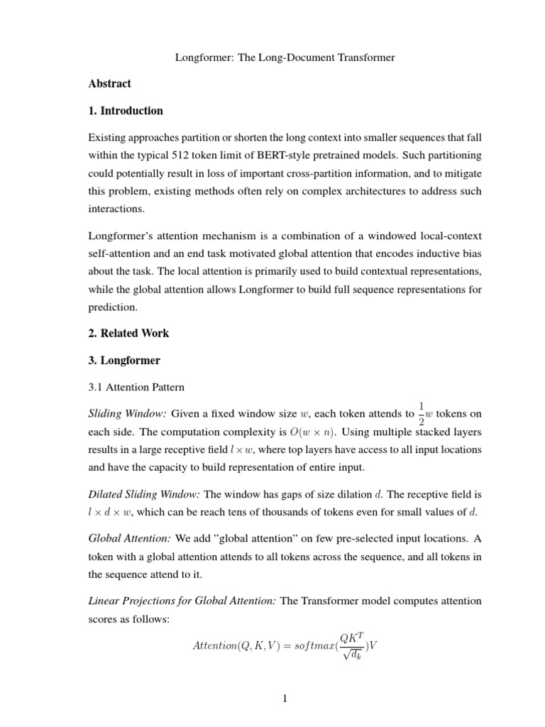 Longformer The LongDocument Transformer SUMMARY Download Free